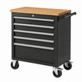 Servante d atelier 77 x 46 x 97 cm en acier noir avec plateau en bois et 7 tiroirs verrouillables