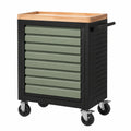 Servante d'atelier 76 x 46 x 94 cm en acier noir et vert avec plateau en bois mobile