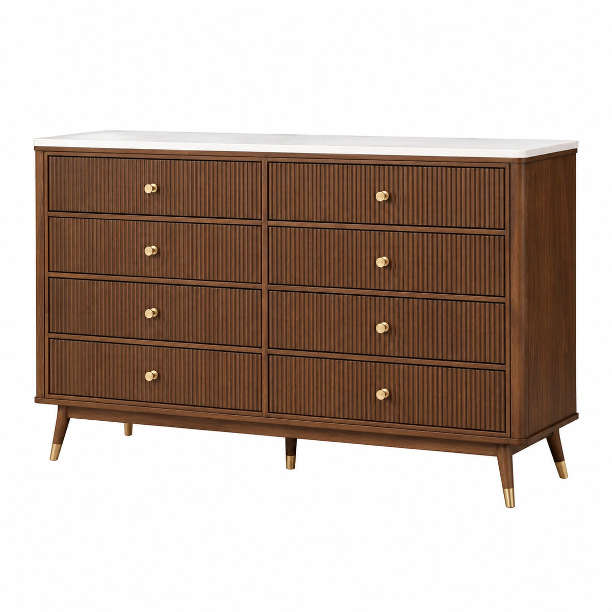 Commode 160 x 45 x 90 cm en bois marron à 8 tiroirs style moderne