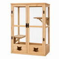 Enclos pour chat 94 x 60 x 150 cm en bois naturel et métal avec étagères
