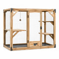 Enclos extérieur pour chat 180 x 80 x 180 cm en bois naturel avec grillage et plateformes
